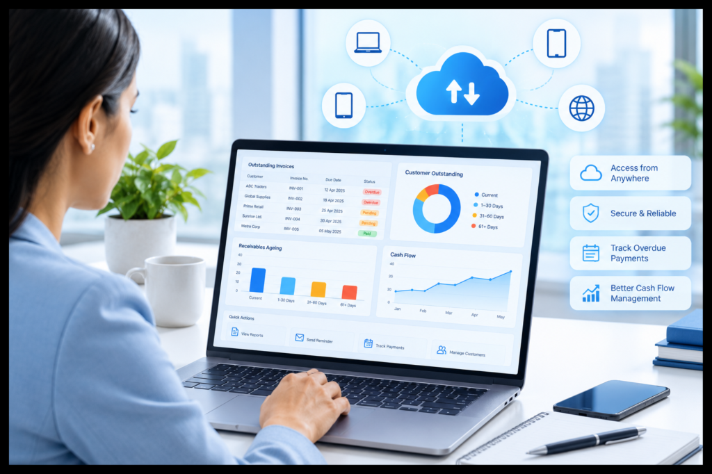 Tally on Cloud dashboard for tracking overdue customer payments