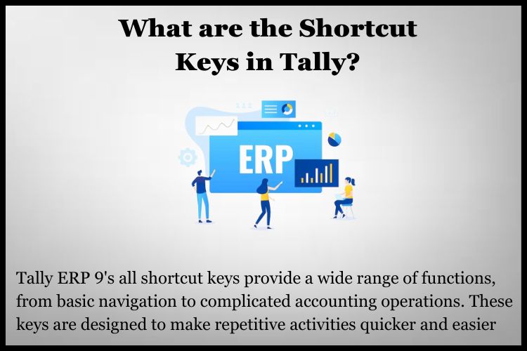 Tally ERP 9's all shortcut keys provide a wide range of functions.