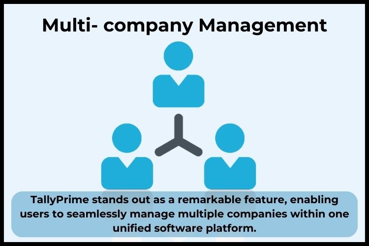 TallyPrime stands out as a remarkable feature, enabling users to seamlessly manage multiple companies within one unified software platform.