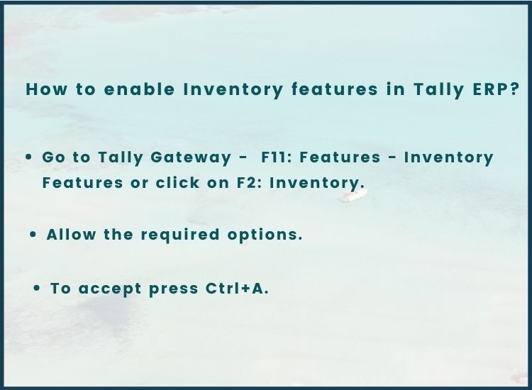 enable Inventory feature in Tally